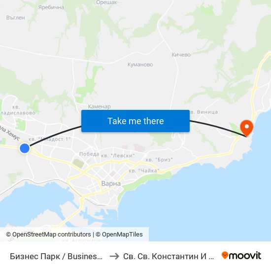Бизнес Парк / Business Park to Св. Св. Константин И Елена map