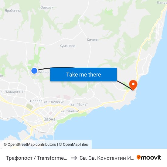 Трафопост / Transformer Station to Св. Св. Константин И Елена map