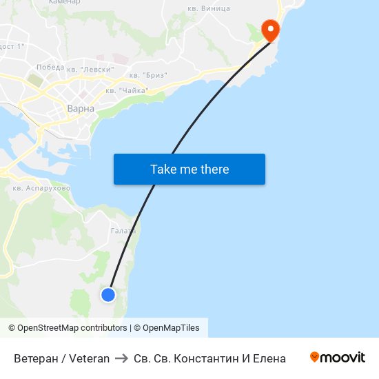 Ветеран / Veteran to Св. Св. Константин И Елена map
