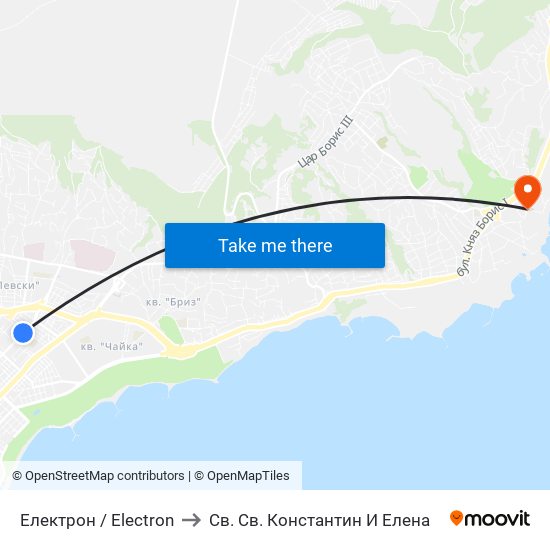 Електрон / Electron to Св. Св. Константин И Елена map