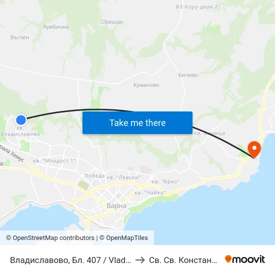 Владиславово, Бл. 407 / Vladislavovo Qr, Bl. 407 to Св. Св. Константин И Елена map