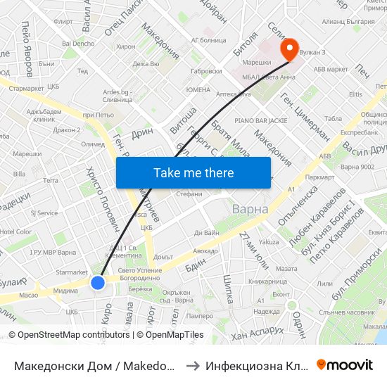Македонски Дом / Makedonski Dom to Инфекциозна Клиника map