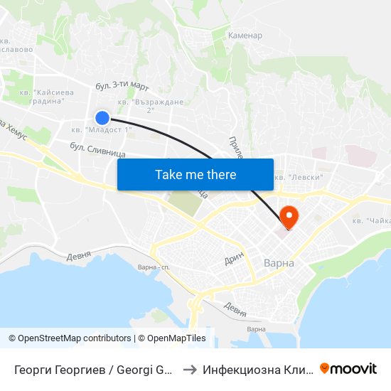 Георги Георгиев / Georgi Georgiev to Инфекциозна Клиника map
