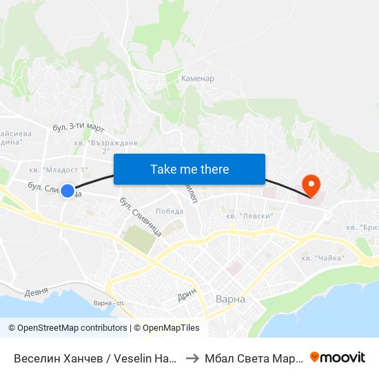Веселин Ханчев / Veselin Hanchev to Мбал Света Марина map