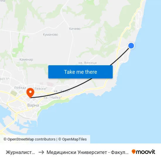 Журналист / Journalist to Медицински Университет - Факултет По Дентална Медицина map