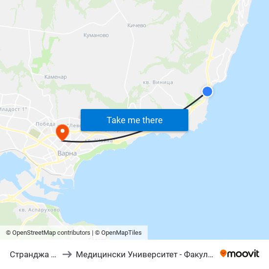 Странджа / Strandzha to Медицински Университет - Факултет По Дентална Медицина map