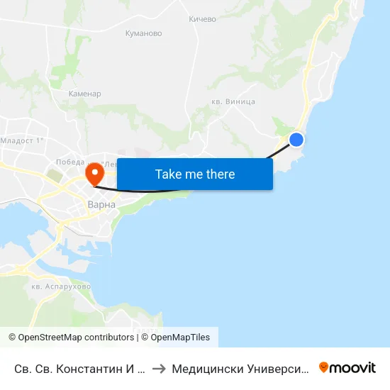 Св. Св. Константин И Елена / St. St. Konstantin And Helena to Медицински Университет - Факултет По Дентална Медицина map
