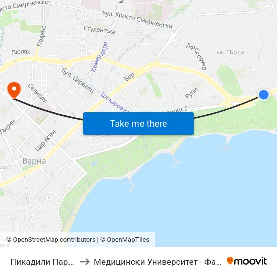 Пикадили Парк / Piccadilly Park to Медицински Университет - Факултет По Дентална Медицина map