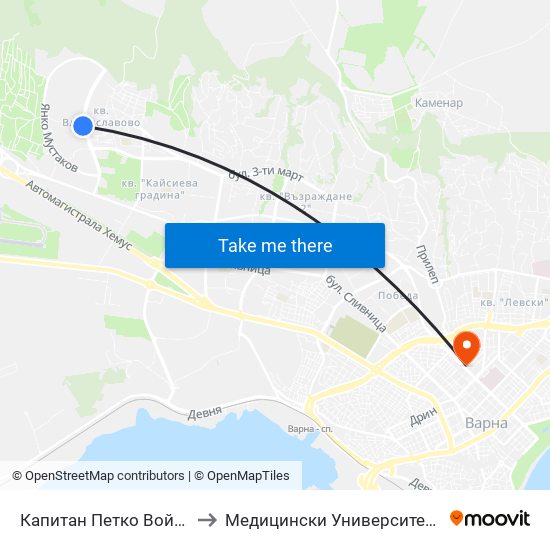Капитан Петко Войвода / Captain Petko Voyvoda to Медицински Университет - Факултет По Дентална Медицина map