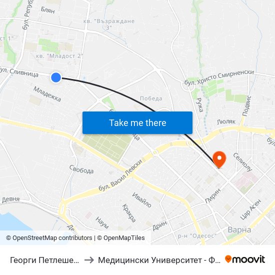 Георги Петлешев / Georgi Petleshev to Медицински Университет - Факултет По Дентална Медицина map
