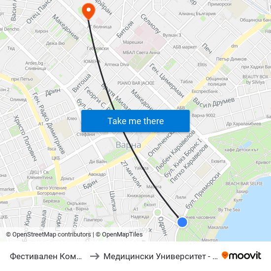 Фестивален Комплекс / Festival Complex to Медицински Университет - Факултет По Дентална Медицина map