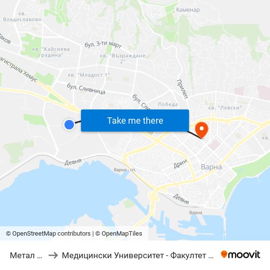 Метал / Metal to Медицински Университет - Факултет По Дентална Медицина map