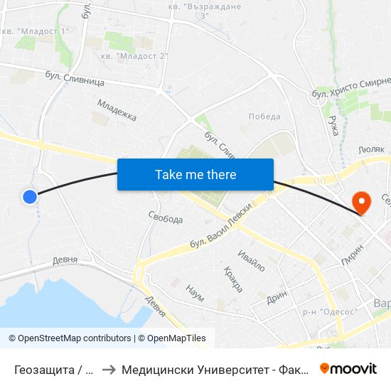Геозащита / Geoprotection to Медицински Университет - Факултет По Дентална Медицина map