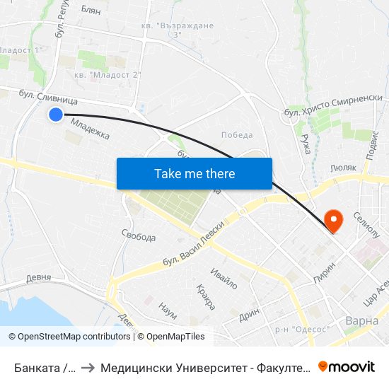 Банката / Bankata to Медицински Университет - Факултет По Дентална Медицина map