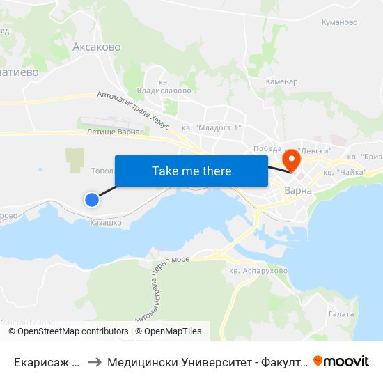 Екарисаж / Ekarisazh to Медицински Университет - Факултет По Дентална Медицина map