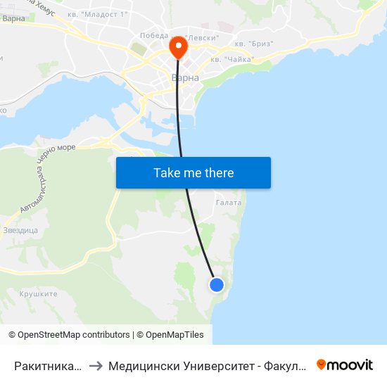 Ракитника / Rakitnika to Медицински Университет - Факултет По Дентална Медицина map