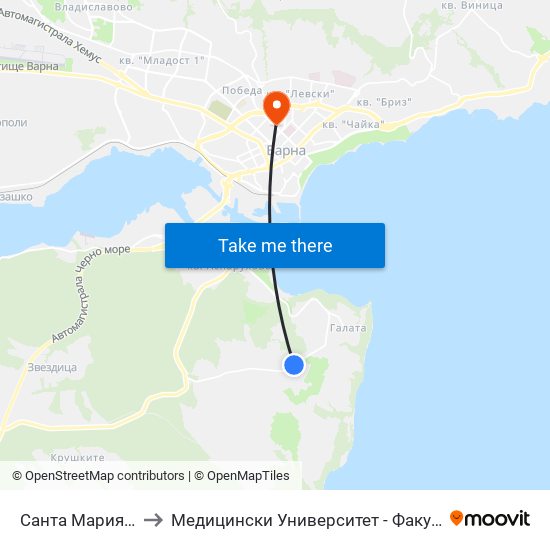 Санта Мария / Santa Maria to Медицински Университет - Факултет По Дентална Медицина map