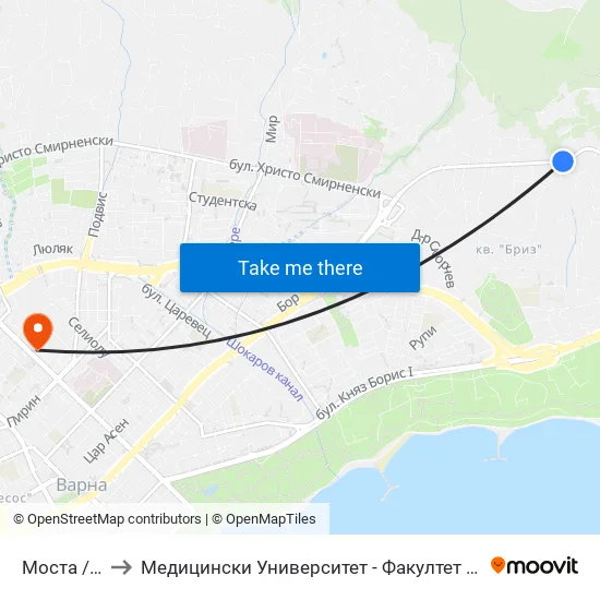 Моста / Mosta to Медицински Университет - Факултет По Дентална Медицина map