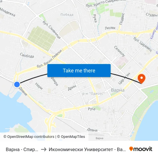 Варна - Спирка to Икономически Университет - Варна map