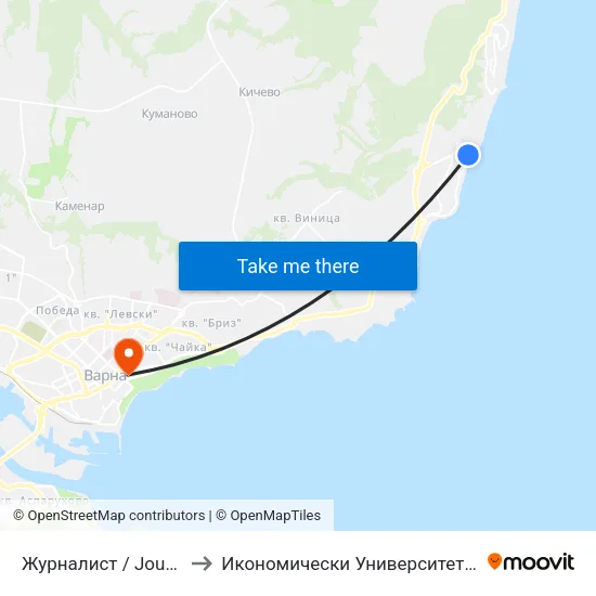 Журналист / Journalist to Икономически Университет - Варна map