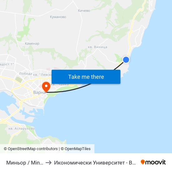 Миньор / Minior to Икономически Университет - Варна map