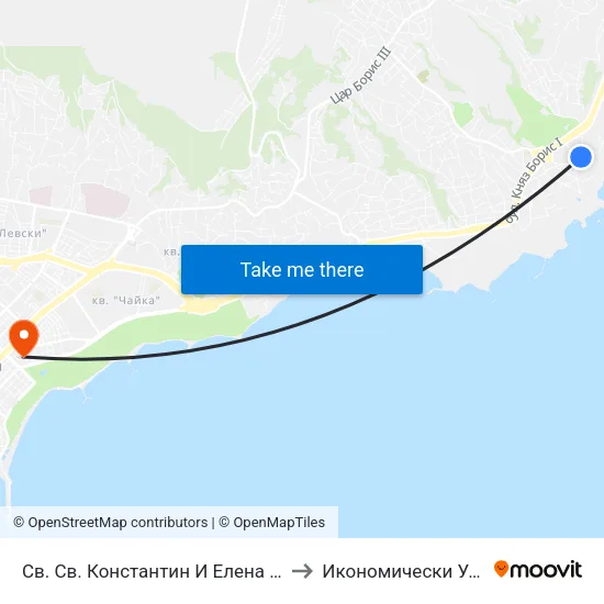 Св. Св. Константин И Елена / St. St. Konstantin And Helena to Икономически Университет - Варна map