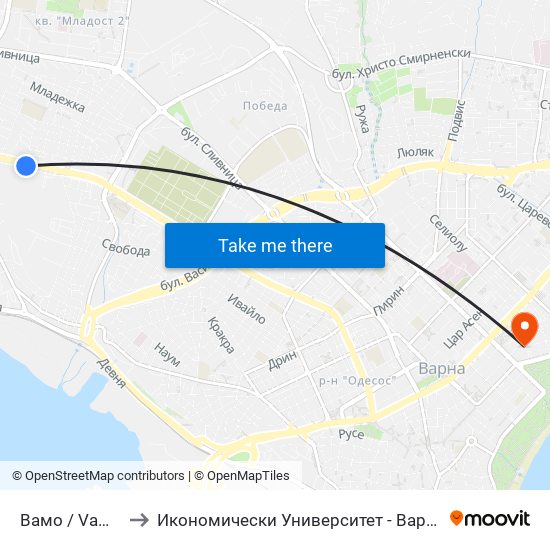 Вамо / Vamo to Икономически Университет - Варна map