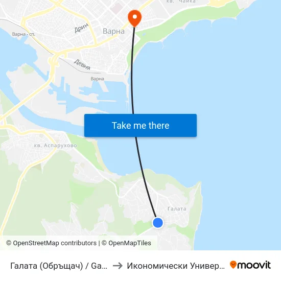 Галата (Обръщач) / Galata (Tumbler) to Икономически Университет - Варна map