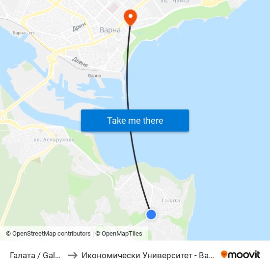 Галата / Galata to Икономически Университет - Варна map