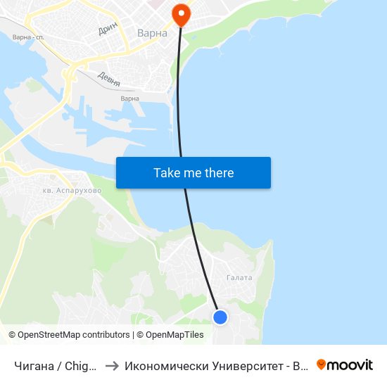 Чигана / Chigana to Икономически Университет - Варна map