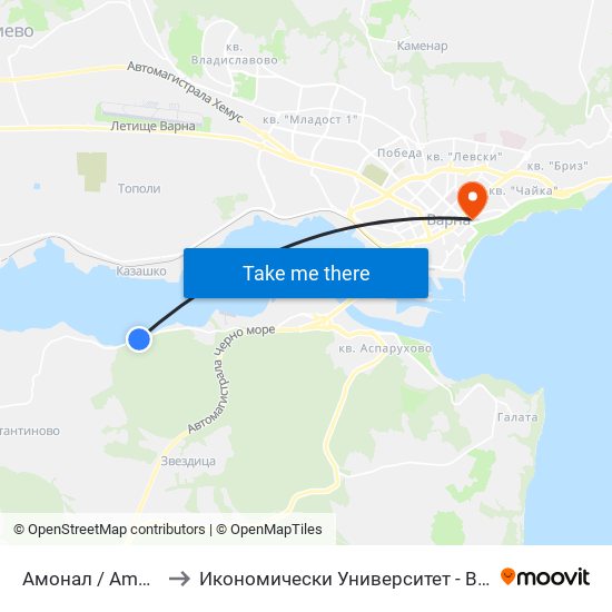 Амонал / Amonal to Икономически Университет - Варна map