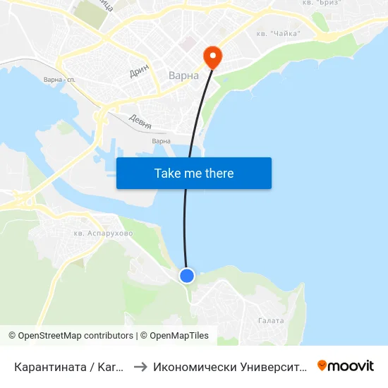 Карантината / Karantinata to Икономически Университет - Варна map