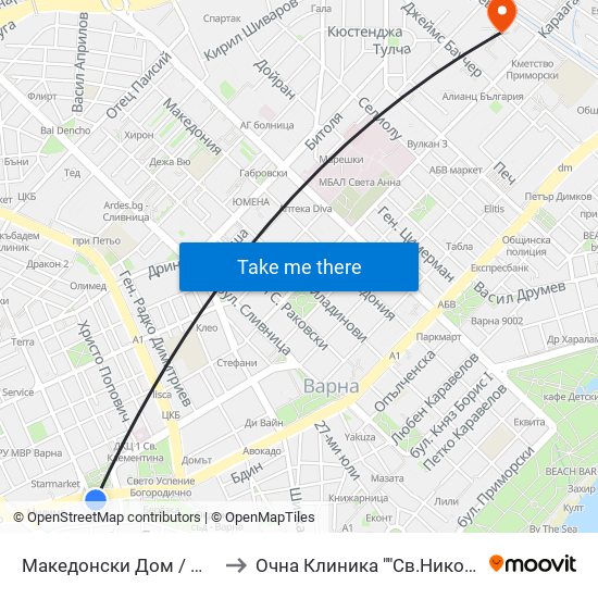 Македонски Дом / Makedonski Dom to Очна Клиника ""Св.Николай Чудотворец"" map