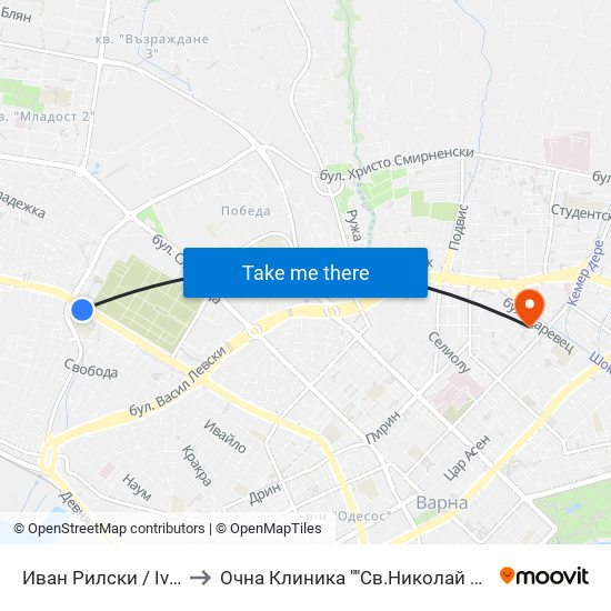Иван Рилски / Ivan Rilski to Очна Клиника ""Св.Николай Чудотворец"" map
