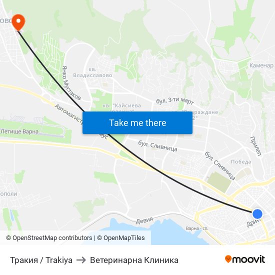 Тракия / Trakiya to Ветеринарна Клиника map