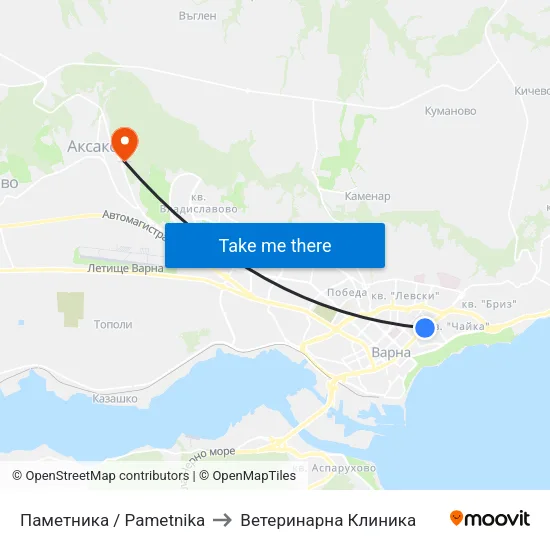 Паметника / Pametnika to Ветеринарна Клиника map