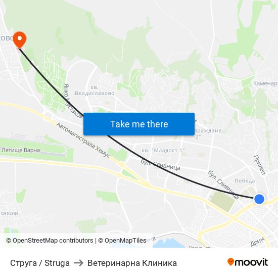 Струга / Struga to Ветеринарна Клиника map