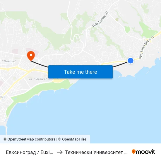 Евксиноград / Euxinograd to Технически Университет – Варна map