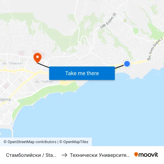 Стамболийски / Stamboliyski to Технически Университет – Варна map