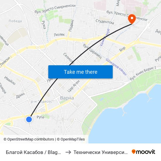 Благой Касабов / Blagoy Kassabov to Технически Университет – Варна map