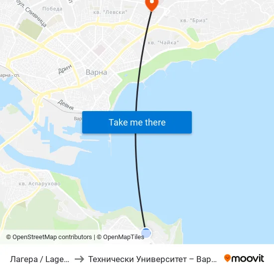 Лагера / Lagera to Технически Университет – Варна map