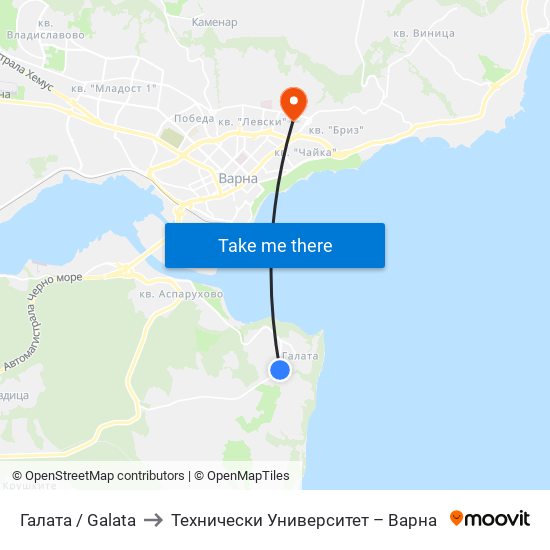 Галата / Galata to Технически Университет – Варна map