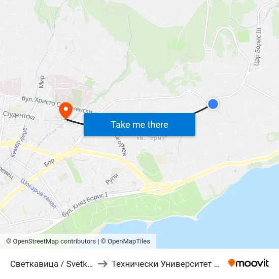 Светкавица / Svetkavitsa to Технически Университет – Варна map