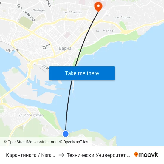 Карантината / Karantinata to Технически Университет – Варна map