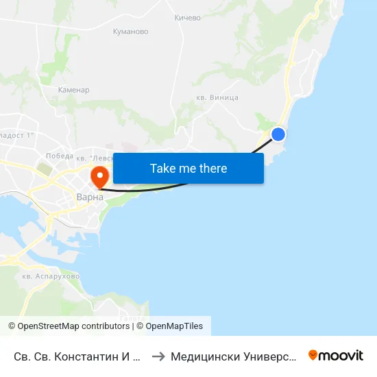Св. Св. Константин И Елена / St. St. Konstantin And Helena to Медицински Университет „Проф. Д-Р Параскев Стоянов“ map