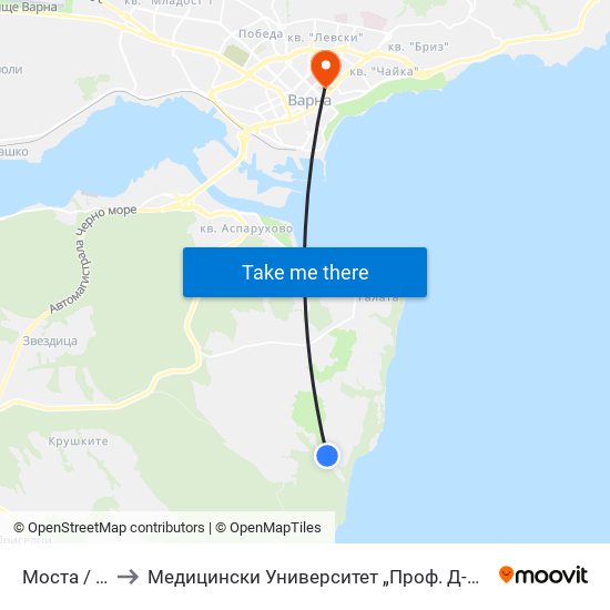 Моста / Mosta to Медицински Университет „Проф. Д-Р Параскев Стоянов“ map