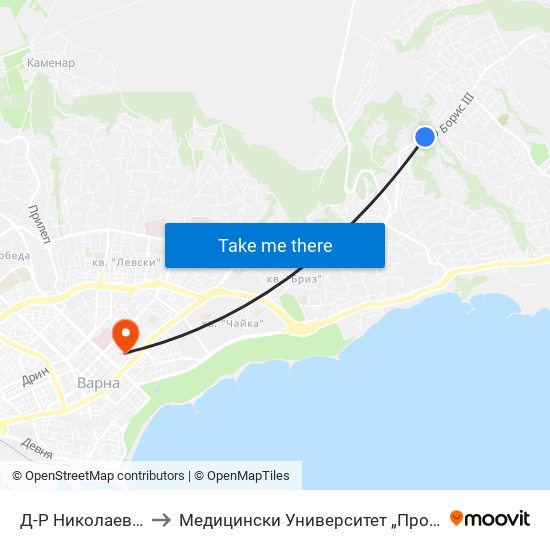 Д-Р Николаев / Dr. Nikolaev to Медицински Университет „Проф. Д-Р Параскев Стоянов“ map