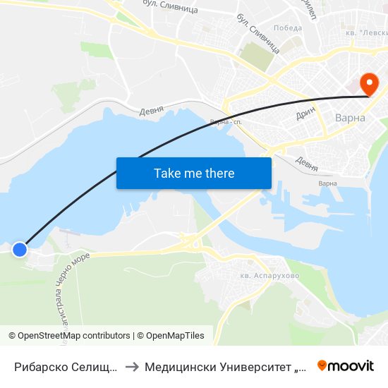 Рибарско Селище / Ribarsko Selishte to Медицински Университет „Проф. Д-Р Параскев Стоянов“ map