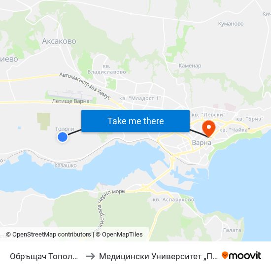 Обръщач Тополи / Topoli Turn Spot to Медицински Университет „Проф. Д-Р Параскев Стоянов“ map