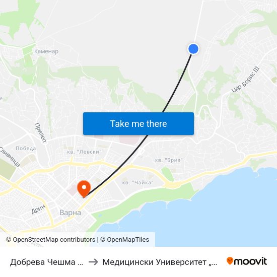 Добрева Чешма / Dobreva Cheshma to Медицински Университет „Проф. Д-Р Параскев Стоянов“ map